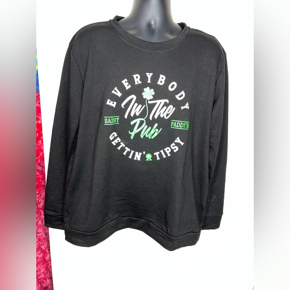Plus Black Saint Paddy's Graphic Sweatshirt 2X